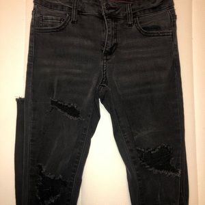 Black distressed mid waist jeans